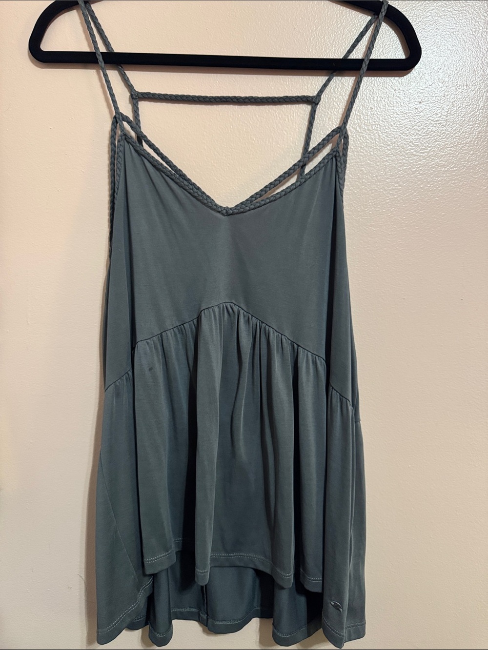 American Eagle Outfitters Sage Green Braided-Strap Swing Cami